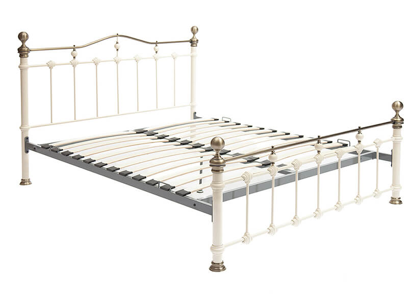 Кровать металлическая Diana Queen Bed Античный Белый + Античная Медь ...