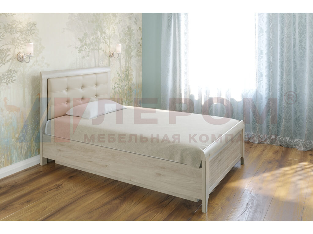 Кровать с мягким изголовьем КР-1031 1200х2000 Гикори Джексон светлый ...